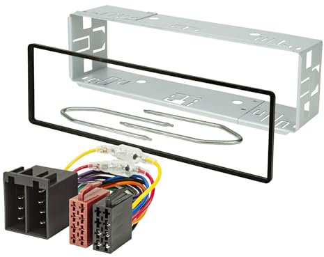 tomzz Audio 2400-039 Autoradio Einbaurahmen Set 1DIN Metallschacht Rahmen 182x53mm Tiefe 45mm mit ISO Kabel Ausbauschlüssel