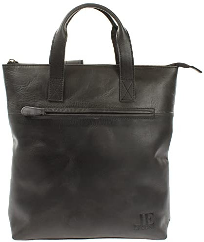 LECONI Rucksack bequemer Lederrucksack praktischer Freizeitrucksack City Stadt Damen und Herren aus Leder 31x33x10cm dunkelgrau LE1031-buf