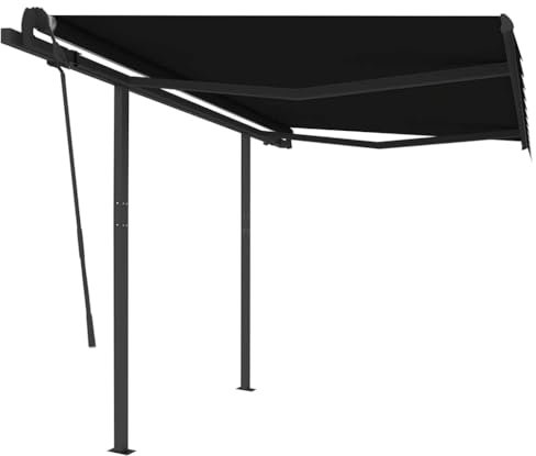vidaXL Gelenkarmmarkise Automatisch mit Pfosten Markise Sonnenmarkise Balkonmarkise Sonnenschutz Sichtschutz Terrasse Garten 3,5x2,5m Anthrazit