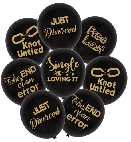 Lustige Scheidungsparty Dekoration Ballons 30er Pack Lustige Schwarzgold Luftballons für Frauen Männer mit verschiedenen Sprüchen für die Freiheit Single AF Party Supplies