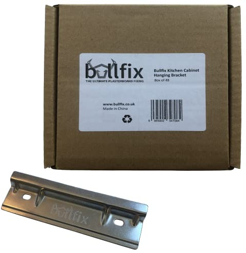 Bullfix Bracket, Kitchen Cabinet Brackets, Works with Universal Heavy Duty Plasterboard Fixings Kit, Cupboard Wall Fixing, Perfect for Mounting or Hanging on Dot & Dab Walls or Drywall, Pack of 48