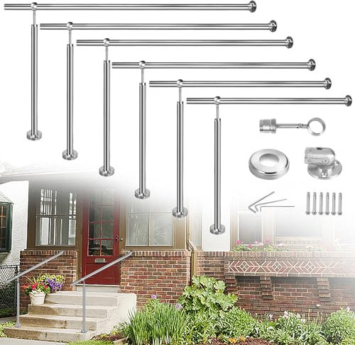 YRHome Edelstahl Eingangsgeländer Treppengeländer 100cm Handlauf Geländer für Treppen Pflegeleicht Wandhandlauf Winkel Einstellbar Innen Außen Treppenhaus mit Wandhaltern und Metalldübeln