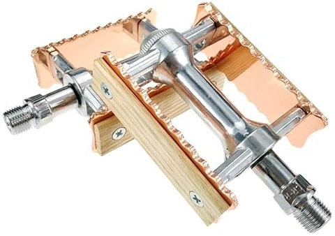 Pedale Fahrrad Fahrradpedale Ultraleichte Fahrrad -Aluminiumlegierung MTB Rennrad Radfahren Klassische Retro-Holzstile Nicht-Schlupf-Pedale Fahrradpedale (Color : Rose Gold)