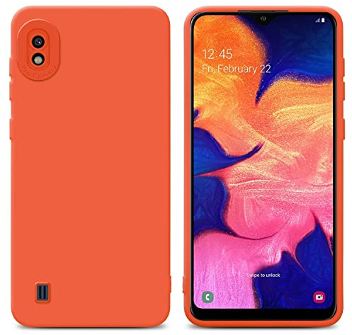 Cadorabo Hülle kompatibel mit Samsung Galaxy A10 Schutzhülle TPU Silikon Case Liquid Design mit Kameraschutz Slim Kratzfest Weiche Gummi mit Rundumschutz Case Hülle für Galaxy A10 in Orange