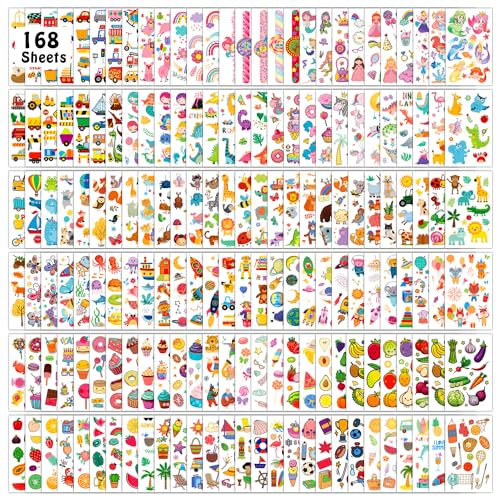 Leesgel 168 Blätter Tattoo Kinder, Gemischte Stile Temporäre Mädchen Jungen Tattoo Aufkleber Sticker Kindertattoos, Mitgebsel Kindergeburtstag Gastgeschenke Mitbringsel