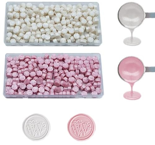 Wachs-Siegel-Perlen, ANBOSE 200 PCS Perlweiß und 200 PCS Perlrosa Siegelwachsperlen für Wachssiegel, Siegelperlen zur Herstellung von Partyeinladungen