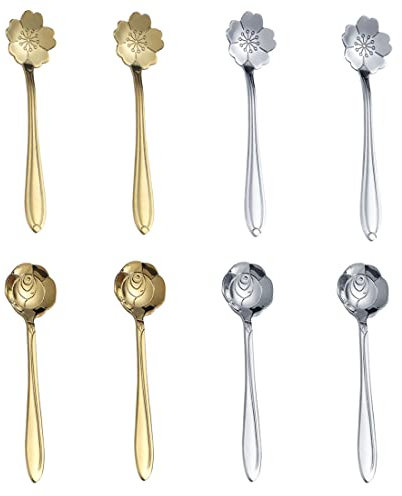 8 pezzi Cucchiaini in acciaio INOX, privi di nichel, Cucchiaino da caffè in acciaio inox Cucchiai caffè Dorati Brillanti, cucchiaini da caffè in Acciaio Inox da cucchiaini, cucchiai da Dessert Mini