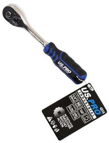 US PRO INDUSTRIAL 1/4 dr 90T Ratchet with Straight Handle with Grip 4215