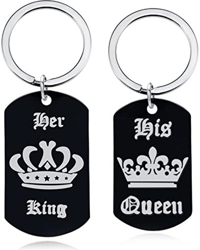 WEITING Pareja hombres y mujeres colgante collar llavero conjunto strass corona encanto regalo del día de San Valentín joyería-YSK0293-Set