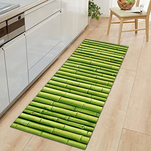 AZZRRO Tapis de forêt de Bambou Vert 3D pour Salle de Bain 200x140cm Plantes Tapis de Toilette Tapis Anti-dérapant Bambou Chambre Salon Sol Décor Tapis