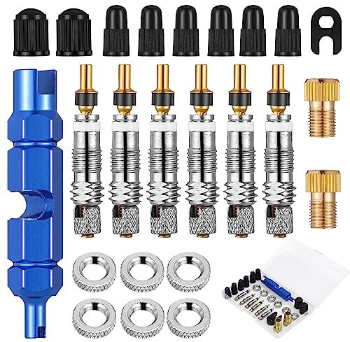 24 valvole francesi, valvola Presta per bicicletta con tappi per valvola,adattatore valvola francese, chiave valvola per biciclette,mountain bike sostituzione del nucleo della valvola