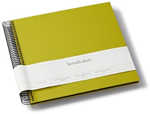 Semikolon 369995 Spiral Album Economy Medium - 23x22,3 cm - Fotoalbum, 40 Seiten schwarz, Fotobuch, matcha hell-grün