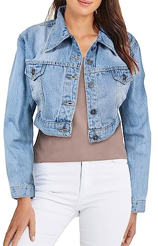 A2Z Ladies Women Fashion Cropped Denim Jacket 100% - Crop Jacket JK58 Light Blue 16