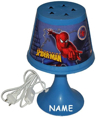 alles-meine.de GmbH Tischlampe Spiderman - 30 cm hoch - incl. Wunschname - magische Lampe mit Sternen - Stehlampe Tischleuchte Kinder Kinderzimmer - Amazing Spider Man Spinne
