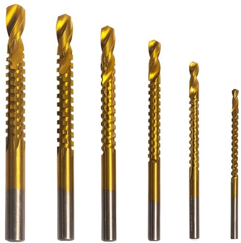 CeyMlem Set di 6 punte elicoidali, taglio ondulato, scanalature, maschio, sega, legno, metallo, plastica, sega a tazza HSS