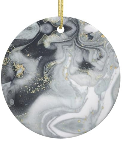 Runde Keramik-Ornamente, passend für Paare, Hochzeit, Familie, Weihnachtsschmuck, orientalischer Marmorstein