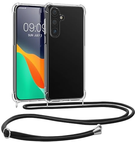 kwmobile Necklace Case kompatibel mit Samsung Galaxy S24 Hülle - Silikon Cover mit Handykette - Band Handyhülle Schwarz Transparent