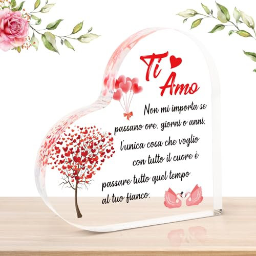 LOHAME Idea Regalo per Lei Regalo Anniversario per Lei Fidanzata Acrilica A Forma di Cuore Segno Regalo di San Valentino per Lei Ornamenti Acrilici Regalo Natale Regalo Matrimonio per Lui e Lei