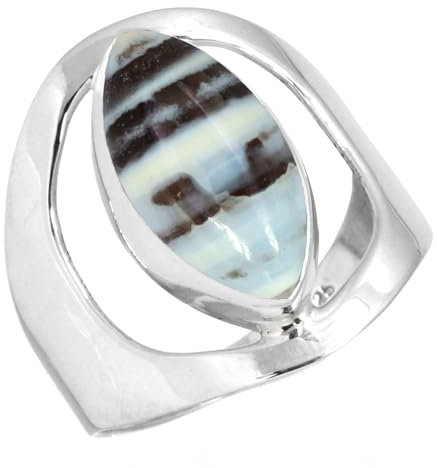 Jeweloporium Silberring mit blauem Opal, Größe 50 (15,9), 925er Sterlingsilberring für Damen, echter Marquise-Edelstein, Boho-Schmuck