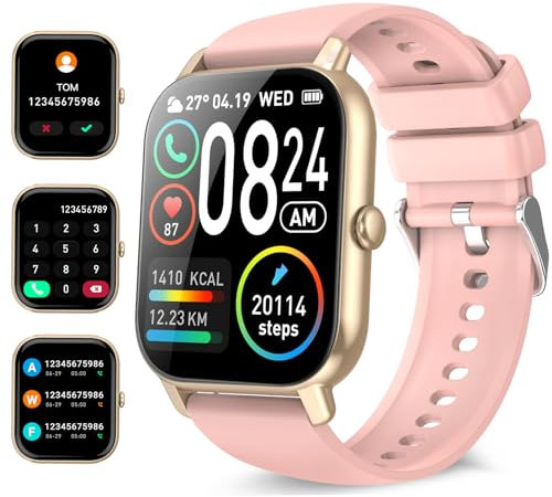DUSONLAP Reloj Inteligente Hombre Mujer, 1,85 Smartwatch con Llamadas Bluetooth, Smart Watch Pulsómetro/Monitor de Sueño/Podómetro con 112 Modos Deportivos, IP68 Reloj Deportivo, Rosado