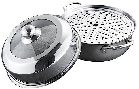 ANSNOW Edelstahl-Dampfgarer, Edelstahl-Topf, Küchen-Dampfgarer, Multifunktionaler Topf, Dampfgarer Für Gemüse, Dampf-Entsafter, Deckel-Dampfgarer, Dampftopf Für Zuhause, Essen, Geschenk, 28 cm