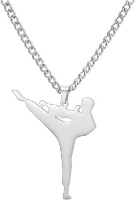 Amaxer Halskette mit Anhänger für Kung Fu Kampfsport, Bodybuilder, Fitness, Leichtathletik, Sportliebhaber, L50, Edelstahl