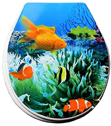 Toilet Lid Cover Goldfish Toilet Seat Cover Set Colorful Marble Effect Toilet Seat (Light Grey Talla nica)