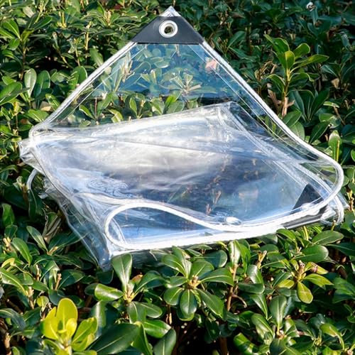 tow000ack Abdeckplane Transparent Wasserdicht Plane mit Ösen,0,35mm PVC-Kunststoffplane Wetterfeste Faltbar Vordächer Allzweckplane für AußEnbereich,Terrasse Pavillon,365g/M²,mit Seil (3,4m x 3m)