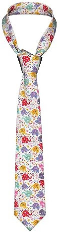 zerosevenee Bunte Krawatte aus Seide mit Elefanten-Zebra-Tiermotiv, modische Krawatte – weich und bequem mit stilvollem Druckdesign, Bunte Elefanten, Einheitsgröße