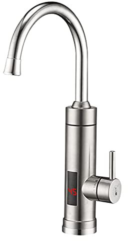 Elektrisch Wasserhahn Küche Durchlauferhitzer Waschbecken Armaturen 360° Drehbarer Sofort Heizung Durchlauferhitzer 3000W mit Digitale Wassertemperaturanzeige