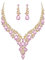 Clearine Hochzeit Schmuck-Set Tropfen Strass Cluster Statement Halskette und Ohrhänger-Set Kostümschmuck für Damen Rosa Gold-Ton