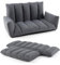 COSTWAY Floor Sofa Bed, Convertible Lazy Sofa Chair with 5-Level Adjustable Backrest and Armrests, Folding Padded Reading Gaming Lounge Sleeper Recliner Floor Chair Seat for Living Room Bedroom, Grey