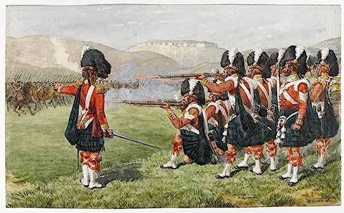 ENYLUFUT Berühmte Gemälde Art Leinwandbilder Drucken Ölgemälde Die Schlacht von Balaclava October the Thin Red Line von Richard Simkin Jahrgang Wandkunst für Schlafzimmer Home Decor 60x90cm