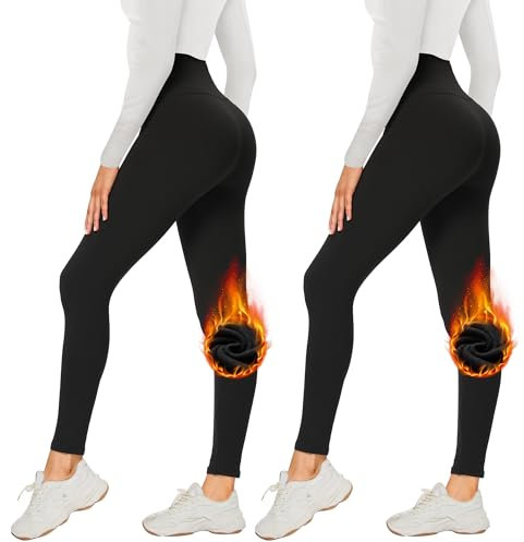 AMIYOYO 2er Pack Leggings für Damen High Waist Leggins Blickdicht Elastische Bauchweg Hosen Weiche Sporthose für Yoga Fitness Outdoor Freizeit(Schwarz*2,S-M=DE34-40)
