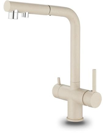 Zeffrary Rubinetto Cucina 3 Vie,rubinetto miscelatore girevole a 360°,Miscelatore per Lavello Con Beccuccio Flessibile, Rubinetto per Lavello Da Cucina per Acqua Fredda e Calda e Filtro