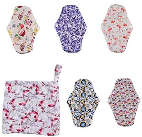 Healvian 5pièces Serviettes Hygiéniques Réutilisables Lot De Rangement Protection Lavable Et Confortable Absorption Optimale Pendant Menstruations
