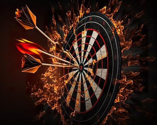 ZHXXFD 5D Diamond Painting Dartboard 30x40cm Flame Darts DIY Set | 5D Full Drill Dartboard Flame Design