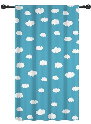 YONGFOTO 107x160cm Wolke Lichtfiltervorhänge für Kinderzimmer Karikatur Sky Flaumige Wolken Raumverdunkelung Stangentasche Fensterbehandlungen für Kindergarten 1 Panel