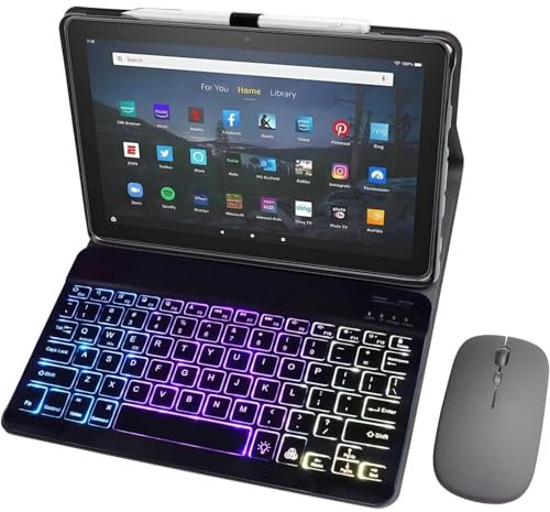 Keyboard Case for Amazon Fire Max 11 Inch (13Th Generation, 2023 Release),7 Color Backlit Detachable Keyboard, Case Pen Holder, Bluetooth Mouse
