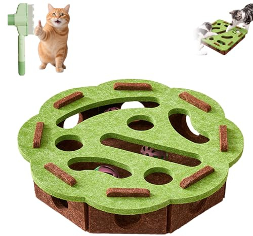 XKrmp Cat Puzzle Toy​ & ​Interactive Cat Toy​ - ​Cat Scratch Puzzle Enrichment Box​ with Bell Balls, Self-Play ​Boredom Busters for Cats​ to Stimulate Hunting Instincts & Mental Exercise (#2)