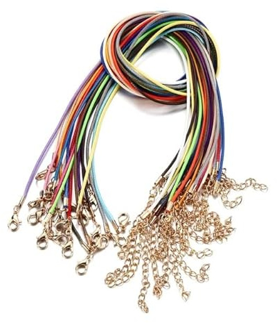 WYQXTY Cordon en cuir, Lot de 10 cordons tressés en similicuir multicolores de 1,5/2 mm x 50 cm for la création de bijoux.(Mixed,50cm x 1.5mm)