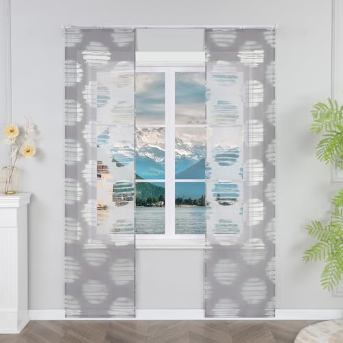 Yujiao Mao 2er Pack Schiebevorhang Mit Klettband Ausbrenner Voile Flächenvorhänge Moderne Schiebegardine Für Tür Wohnzimmer Transparent Grau HxB 225x57 cm