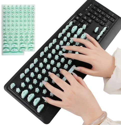 Raised Keyboard Stickers For Long Nails, Cute Soft Silicone Keyboard Bubbles With Letters, Protect Nails Art For Women Girls