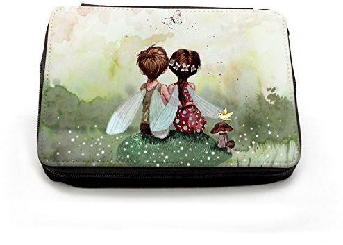 ilka parey wandtattoo-welt® Gefüllte Federtasche Federmappe Federmäppchen Elfenpärchen mit Schmetterling & Wunschname fm128