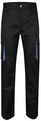VELILLA 103004pantalón Bicolor Multibolsillos Pantaloni, Nero E Celeste, 40 Uomo