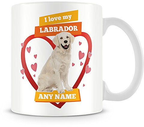 MUGGZ I Love My Labrador Dog Mug - Personalised Gift - Customise with Name - Orange