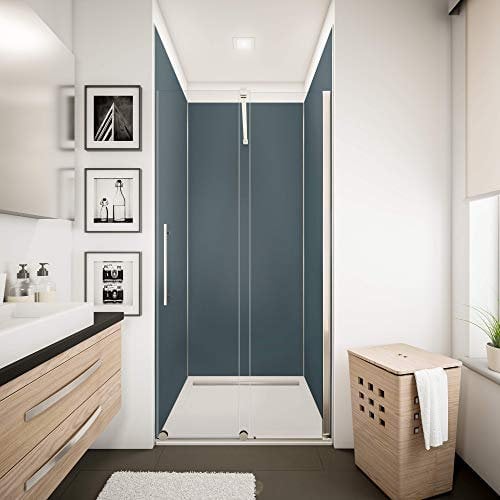 Schulte lot 3 panneaux muraux 90x210 cm + 5 profilés (2x finition, 1x extension, 2x angle), revêtement salle de bain douche, épaisseur 3 mm, couleur anthracite, livré avec adhésif double face