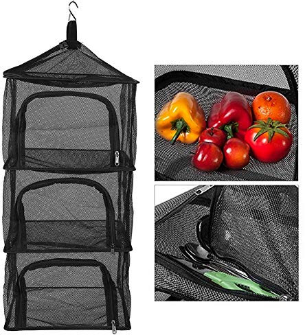Bnineteenteam Camping Trockenes Netz, 4 Schicht Outdoor Hängen Falten Wäscheständer Mit Reißverschluss FÜR Home Storage, Camping, Picknick, BBQ, Kräuter Trocknen Trocknungsnetz Wandercamping