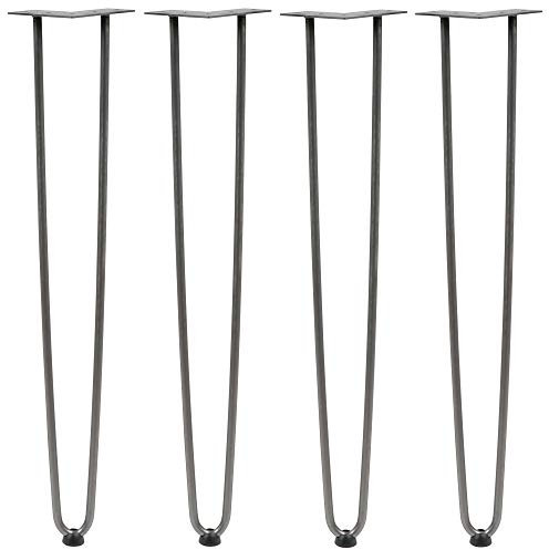 Zelsius 4er Set Hairpin Legs 71cm I Tischbeine I Haarnadelbeine I Hairpins für Do-It-Yourself Esstisch und Arbeitstisch (Rohstahl)