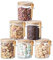 ORNAMI Airtight Glass Pantry Storage Canister Jar with Bamboo Lid & Spoon | BPA-Free, Clear Kitchen Organisation Jar- Set of 6 (0.8L, Round)